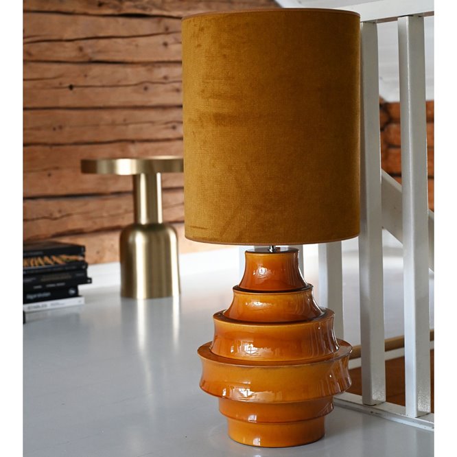 Duża pomarańczowa lampa stołowa ceramiczna Trinity
